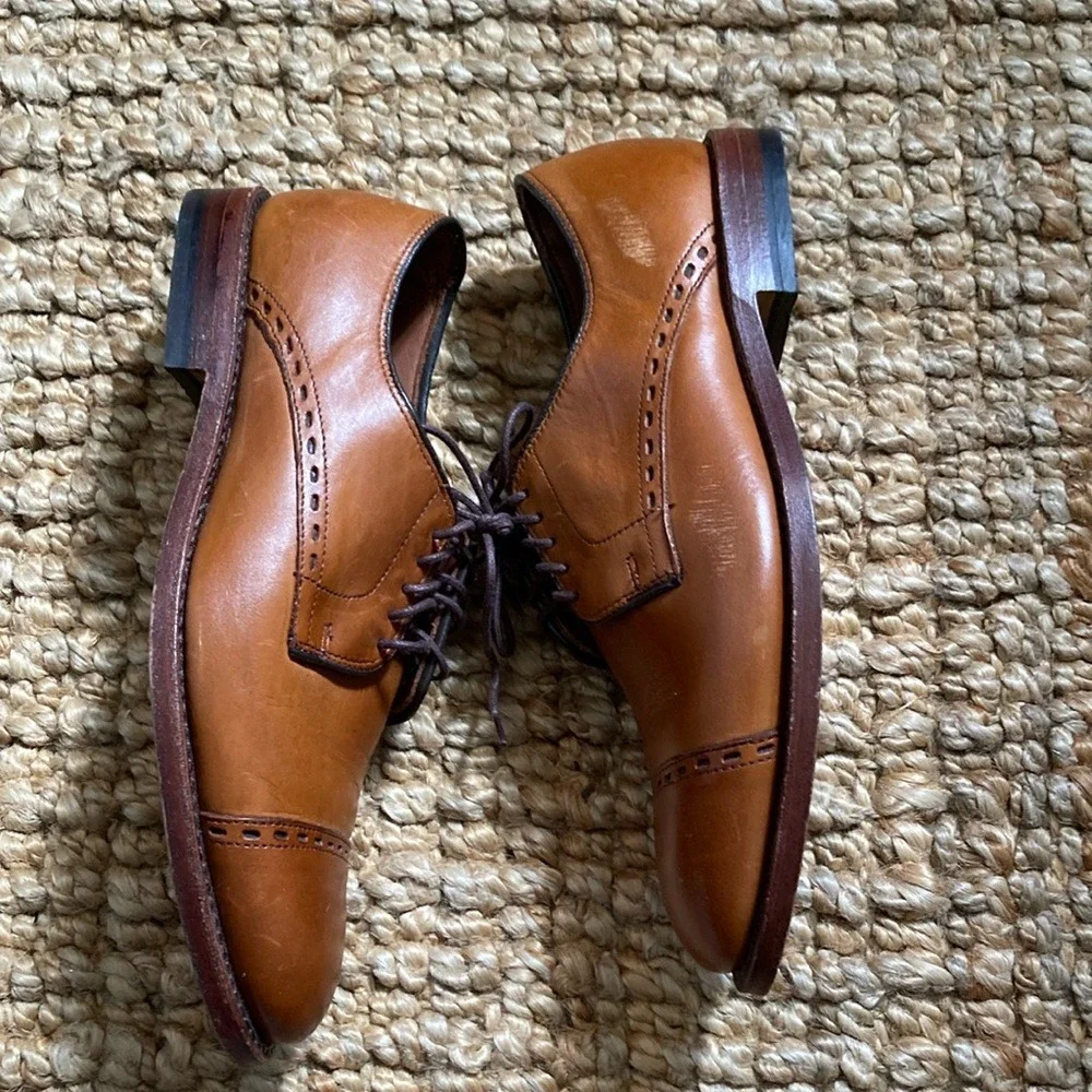 Alan Edmonds Mens Madison Avenue Size 7.5D Brown Leather Cap Toe Oxford Shoes‎